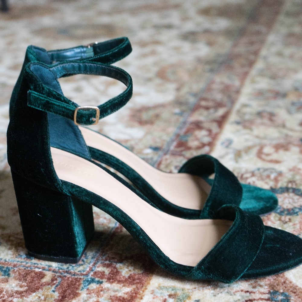 Velvet Emerald Heels